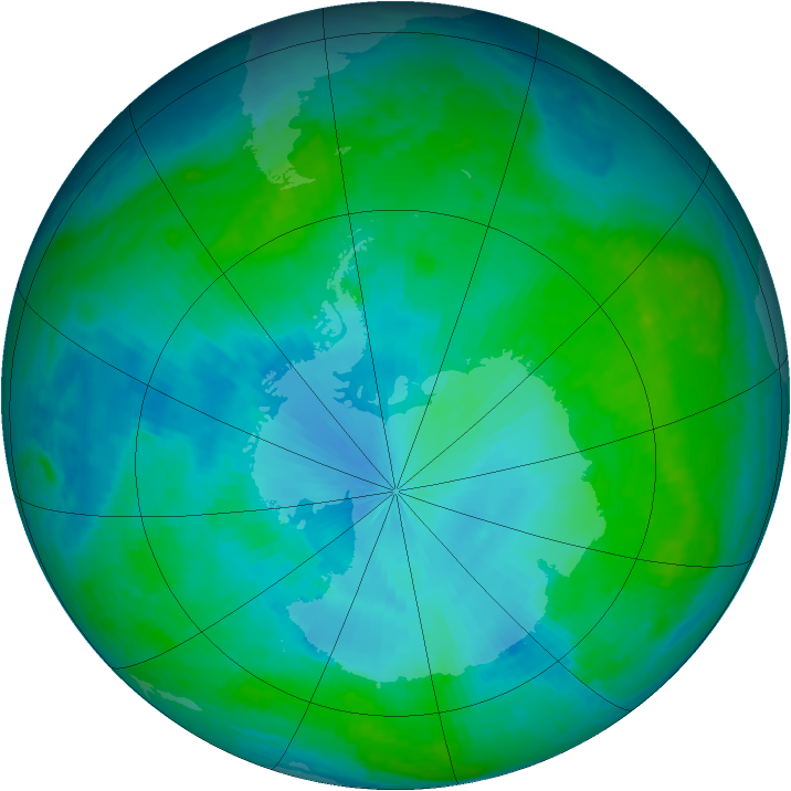 Antarctic ozone map for 29 January 2003